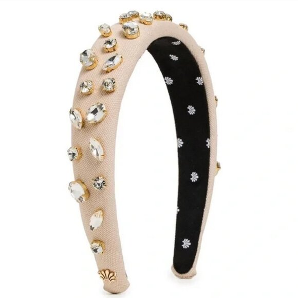 Lele Sadoughi Ivory Jeweled Padded Headband with Gold Accents main image 9